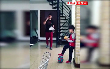 
لایی خوردن پیمان معادی از پسرش