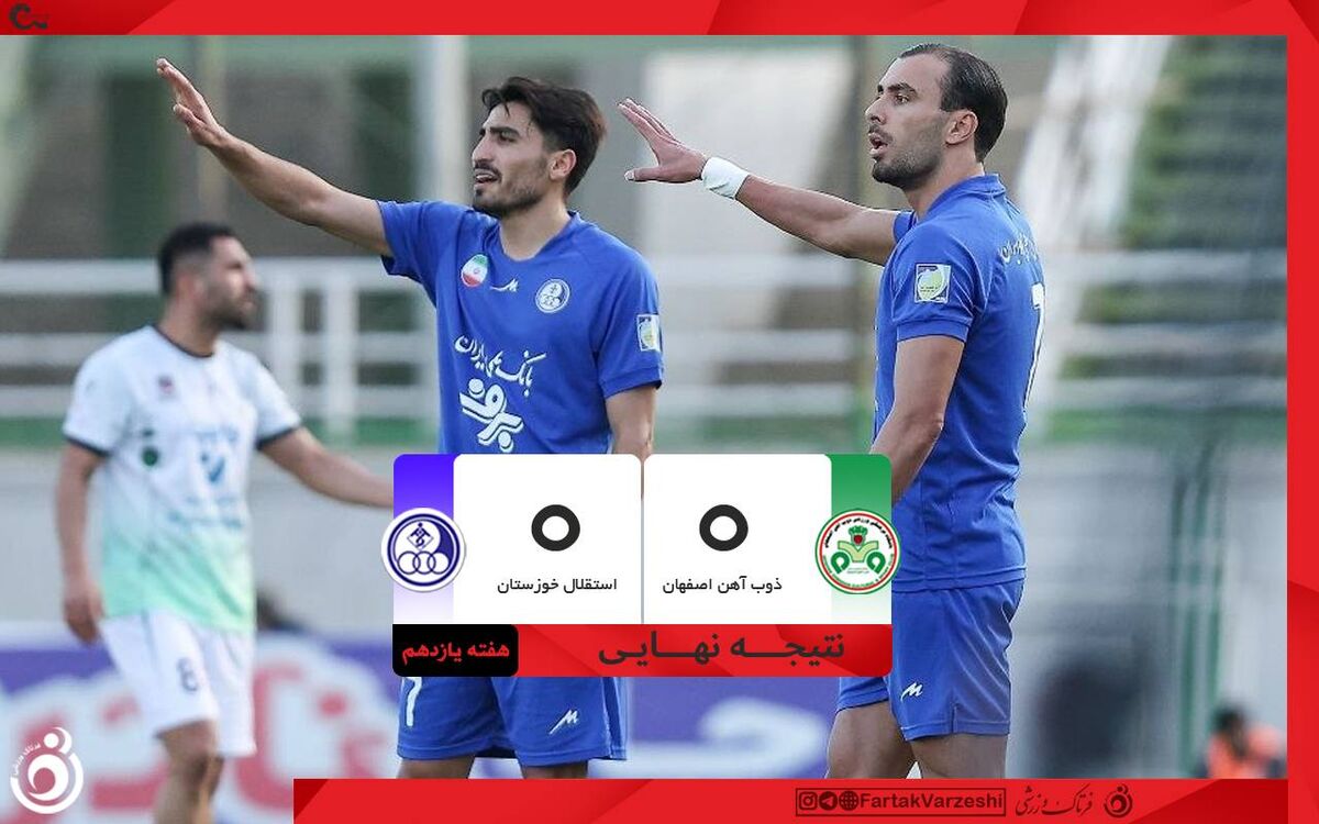 خلاصه بازی ذوب‌آهن ۰ - استقلال خوزستان ۰؛ توقف دو تیم بدون گل