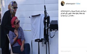 ظاهر متفاوت مریلا زارعی پشت صحنه فیلم جدیدش +عکس