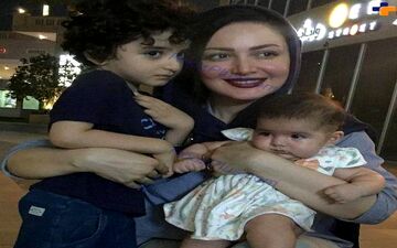 خانم بازیگر و فرزندانش +عکس