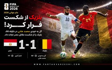 توقف بلژیک مقابل مصر؛ شیاطین سرخ با گل به خودی از شکست گریختند