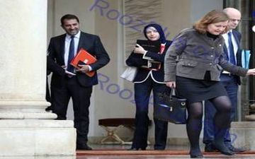 حجاب متفاوت وزیر دفاع فرانسه هنگام خروج از کاخ الیزه +تصاویر
