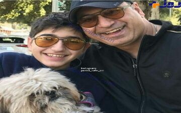 ​سلفی بازیگر مشهور با پسرش و یک حیوان بامزه