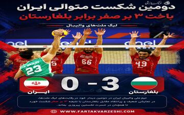 لیگ ملت‌های والیبال | دومین شکست متوالی ایران؛ باخت ۳ بر صفر برابر بلغارستان