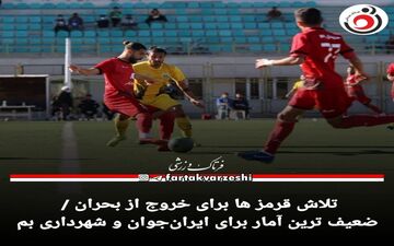 تلاش قرمز ها برای خروج از بحران / ضعیف ترین آمار برای ایران‌جوان و شهرداری بم