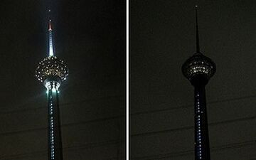 لحظه خاموش شدن چراغ های برج میلاد در ساعت زمین + فیلم