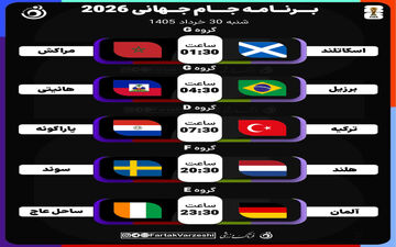 نبرد برزیل و آلمان در روز داغ جام جهانی؛ برنامه کامل بازی‌های شنبه ۳۰ خرداد ۱۴۰۵