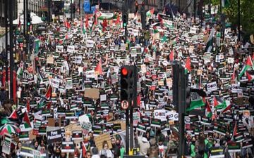 فریاد هزاران نفر در لندن؛ اسرائیل تروریست است