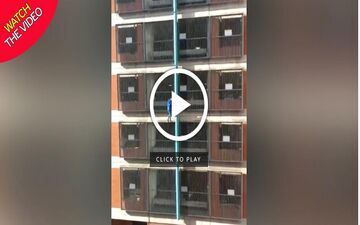 بازی با مرگ دختر جوان در صعود به ساختمان 8 طبقه! + فیلم