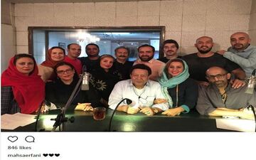 عکس دسته جمعی مهسا عرفانی و پدرش به همراه دوبلورهای سرشناس (عکس)