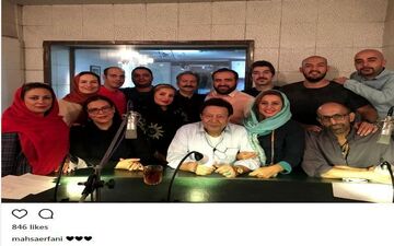 عکس دسته جمعی مهسا عرفانی و پدرش به همراه دوبلورهای سرشناس (عکس)