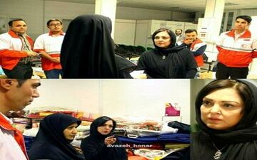 خانم بازیگر در هلال احمر تهران برای کمک به زلزله زدگان | عکس
