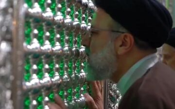 لحظاتی از وداع حجت‌الاسلام رئیسی با مضجع نورانی امام رضا(ع) +فیلم 
