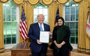  اولین سفیر زن تاریخ عربستان در کنار ترامپ