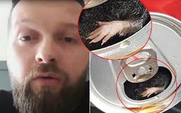 وحشت مشتری از موش داخل قوطی نوشابه!