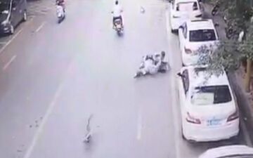 غازی که موجب تصادف زن اسکوترسوار شد! +فیلم 