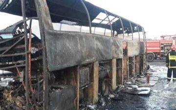 حریق اتوبوس مسافربری در تبریز