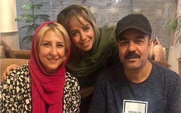 عکس یادگاری مرجانه گلچین به همراه سعید آقاخانی در یک سریال (عکس)