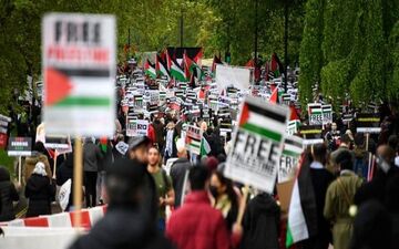 تظاهرات هزاران لندنی در حمایت از مردم مظلوم فلسطین