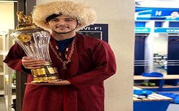 حضور سردار آزمون با لباس ترکمنی در جشن قهرمانی زنیت + فیلم 