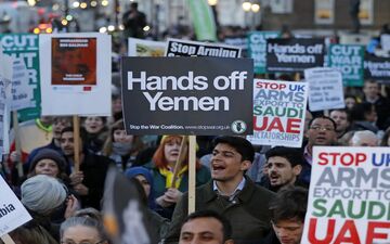 مخالفان جنگ در انگلیس به کمک نظامی لندن به عربستان اعتراض کردند