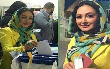 تیپ جالب خانم بازیگر پای صندوق رأی + عکس