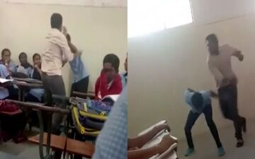 تنبیه جنون آمیز دانش آموز در مقابل همکلاسی‌هایش! 