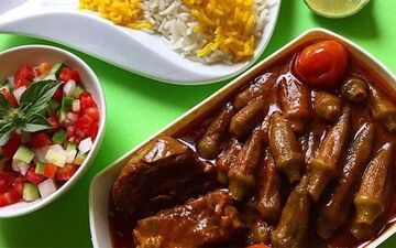 طرز تهیه یک خورشت جدید|  خورشت بادمجان با بامیه عالیه!