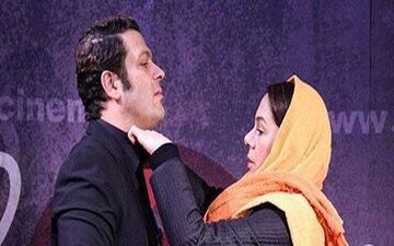 همسرداری مستانه مهاجر از پژمان بازغی در یک مراسم