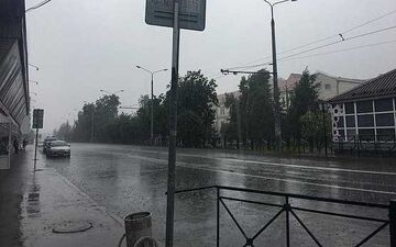 بارش شدید باران در کازان قبل از دیدار ایران اسپانیا